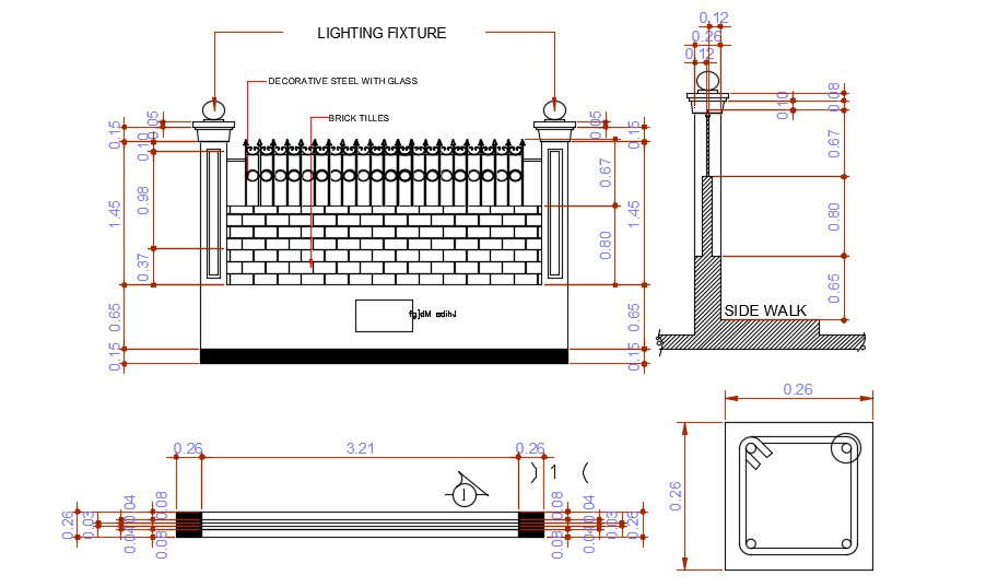 Compound Wall Design With Working Drawing AutoCAD Download - Cadbull