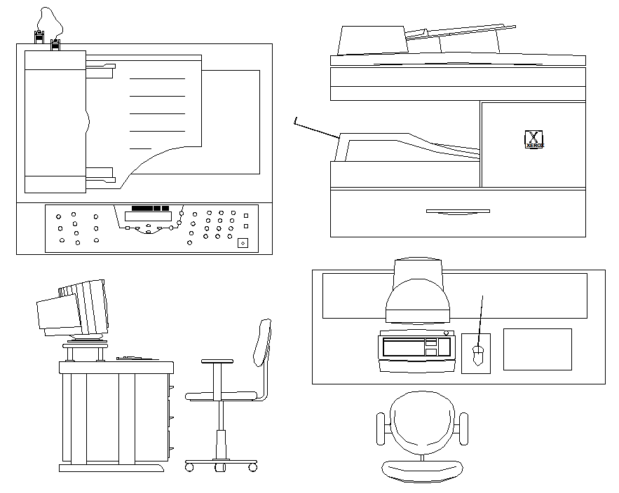 Computer Table Chair Desk Elevation Dwg File Cadbull