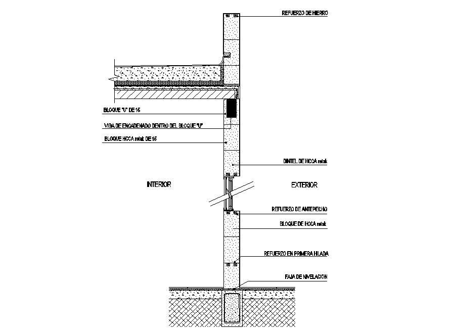 Concrete Wall Section CAD drawing Cadbull