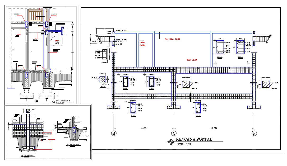 Concrete Beam And Foundation Section AutoCAD Drawing DWG File - Cadbull