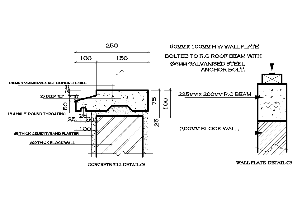 Concrete Sill Detail Is Given In This Autocad Drawing File Download