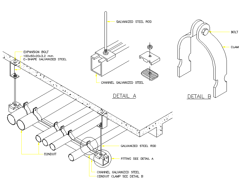 Conduit Belt Plan Detail Dwg Cadbull