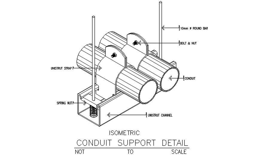 Conduit Support Detail Drawing Prescribed In This Autocad File Download This D Autocad Drawing