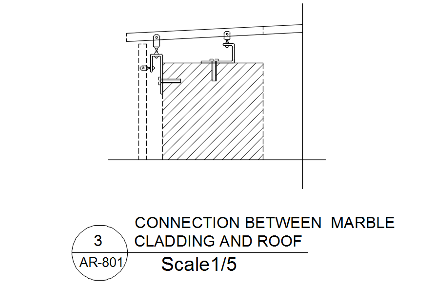 Connection Between Marble Cladding And Roof With Detail Autocad Drawing Dwg File Cad File