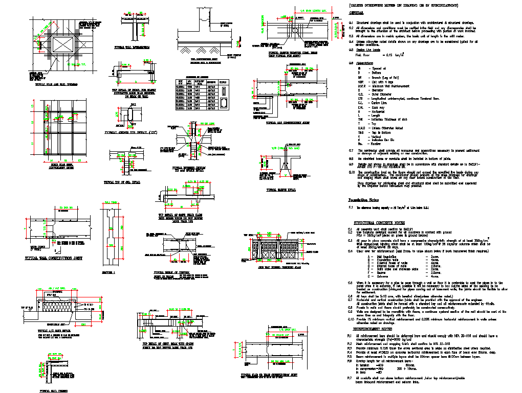 Construction detail dwg file - Cadbull