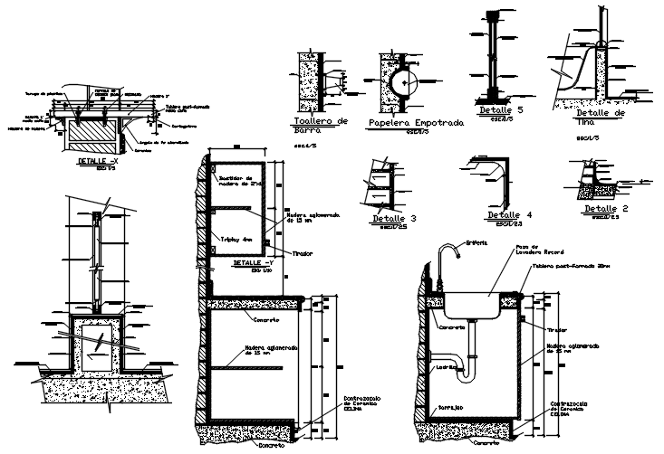 Construction detail in dwg file - Cadbull