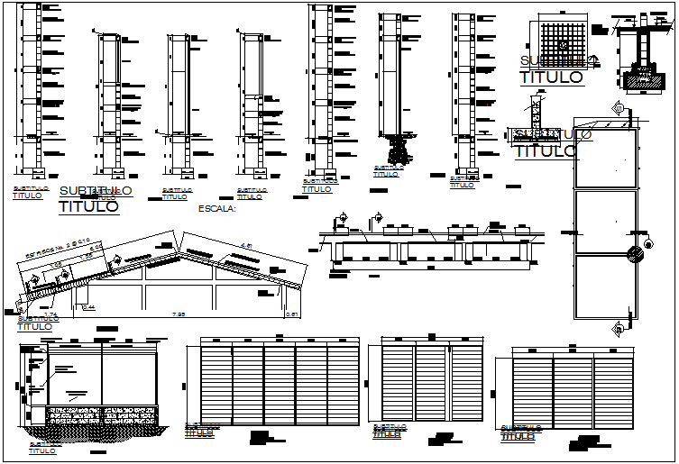 Construction foundation plan and section detail dwg file - Cadbull