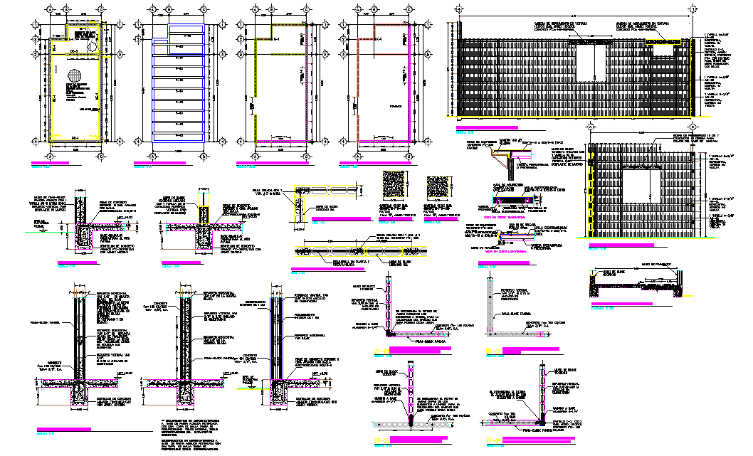 Construction project foam block system plan detail dwg file - Cadbull