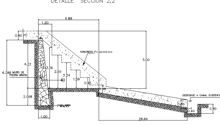 Construction staircase of curbs and channeling storm water dwg file ...