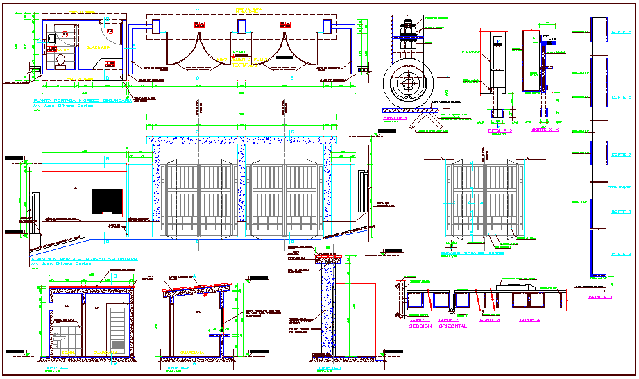 Construction view of school plan and sectional view with detail dwg ...