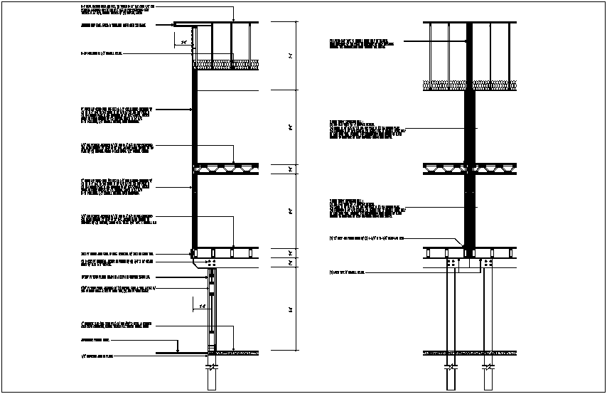 Construction view of wall section dwg file - Cadbull