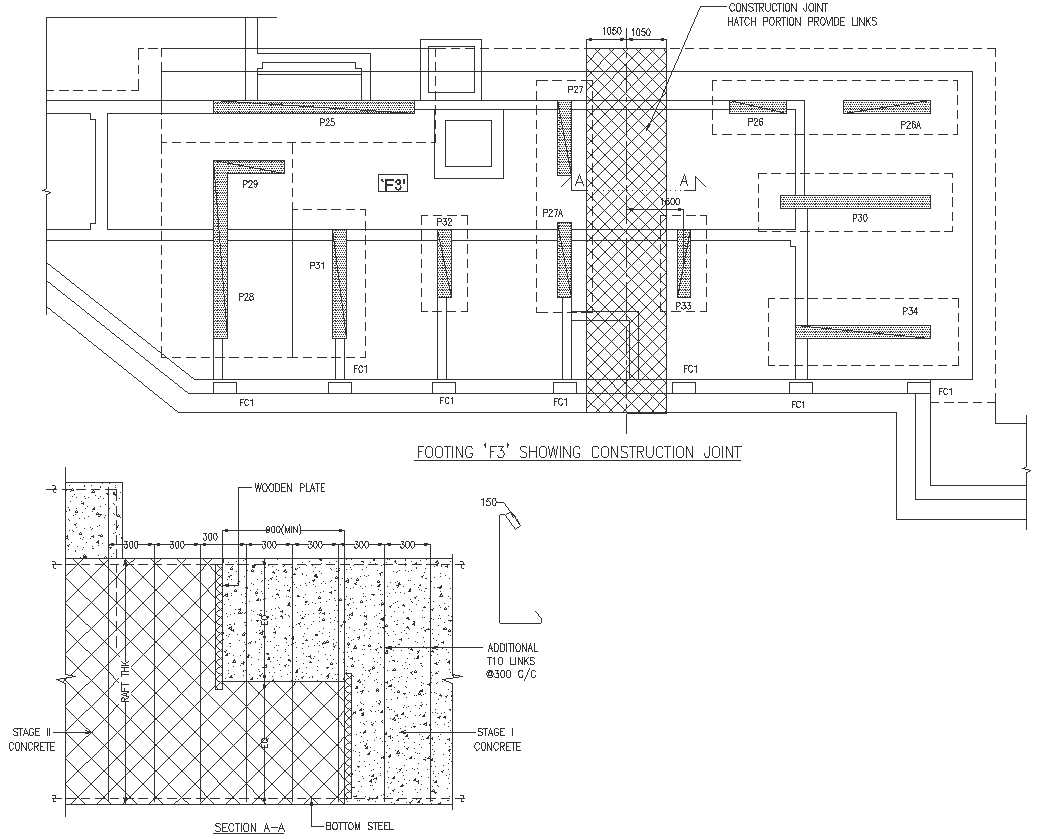 Construction footing detail DWG AutoCAD file - Cadbull