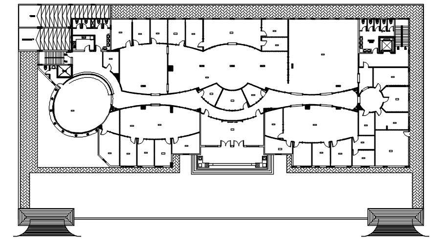 Construction layout of ground floor plan in AutoCAD 2D drawing, dwg ...