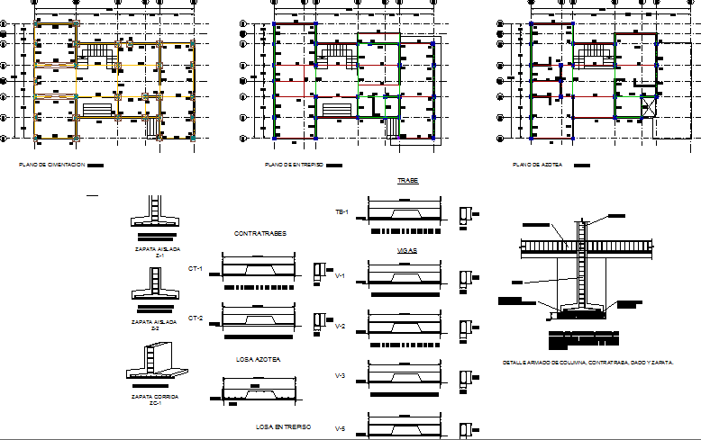 Constructive details of one family housing project dwg file - Cadbull