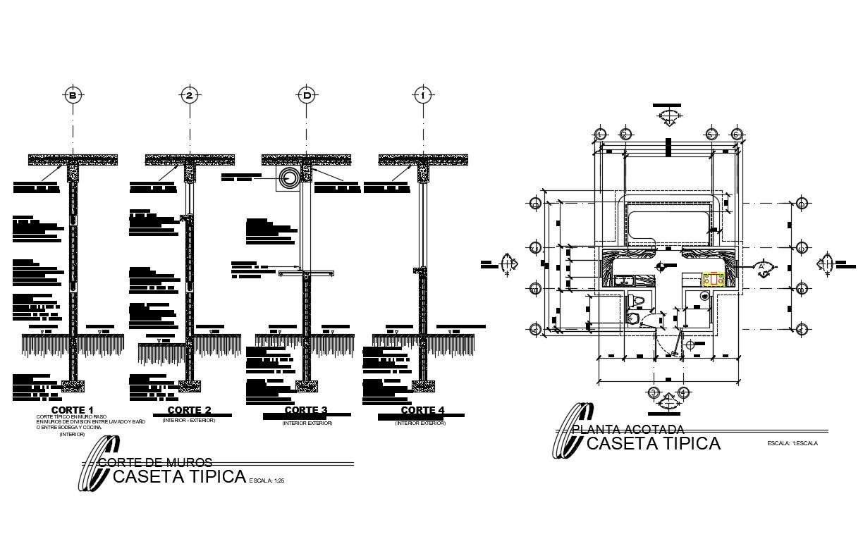 Constructive section and sanitary installation details of university ...