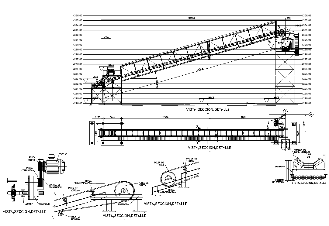 Conveyor Belt Detail View Dwg File Cadbull All In One Photos | My XXX ...