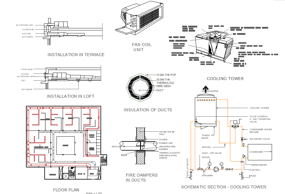 Cooling tower plan detail - Cadbull