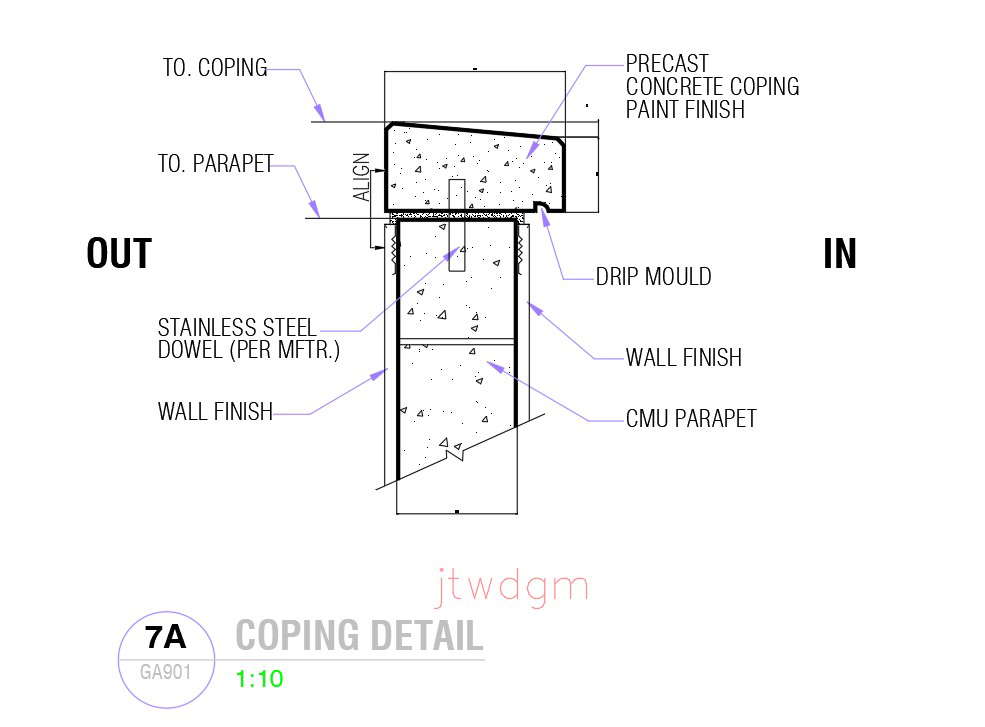 Coping Detail In AutoCAD 2D Drawing, Dwg File, CAD File - Cadbull