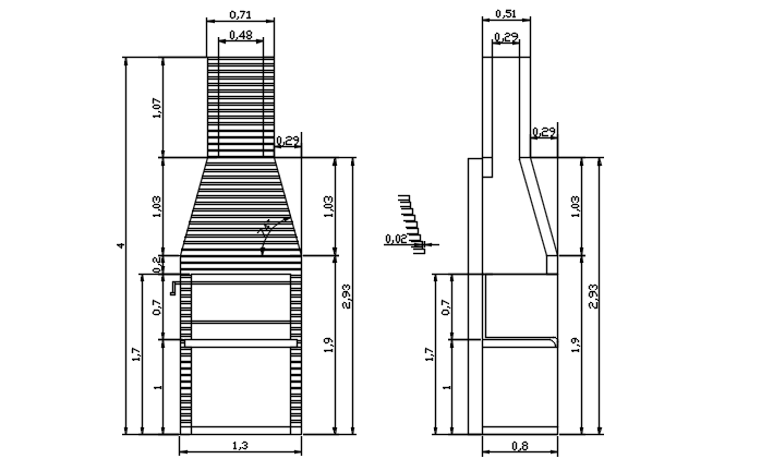Core machine plan and elevation detail dwg file - Cadbull