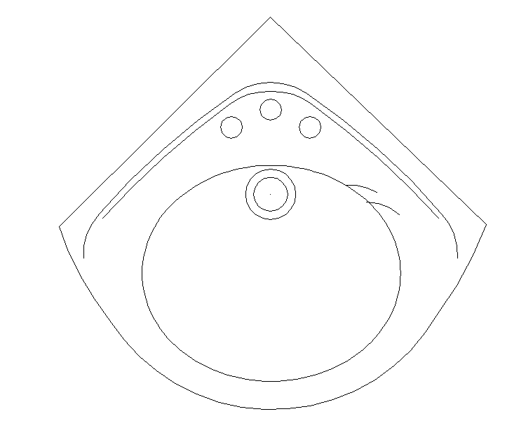 corner bathroom sink cad block