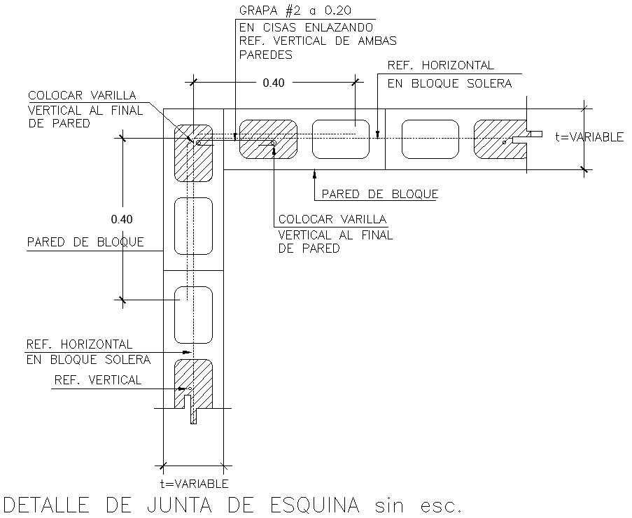 Corner Joint Detail for block Wall DWG AutoCAD File - Cadbull