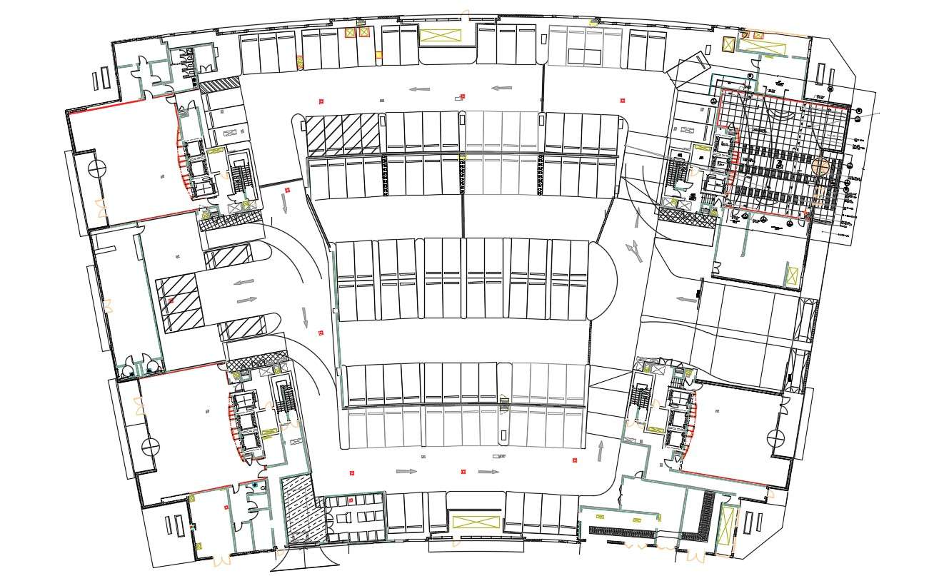 Corporate Office Building Ground Floor Plan AutoCAD File