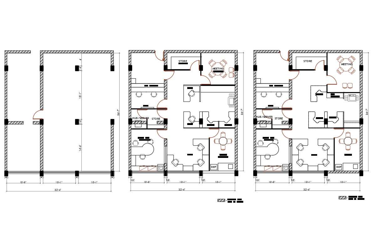 Corporate office floor plan and furniture layout plan