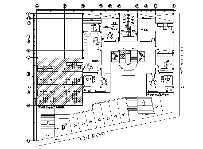 Corporate building floor plan detail specified in this auto cad drawing ...