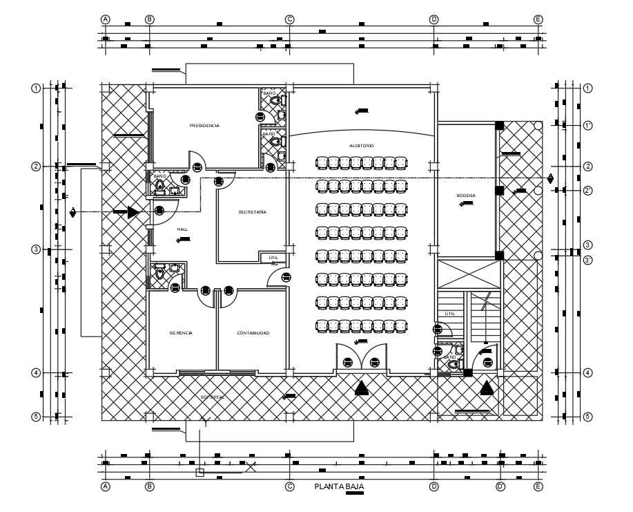 Corporate building floor plan is presented in this AutoCAD drawing file ...