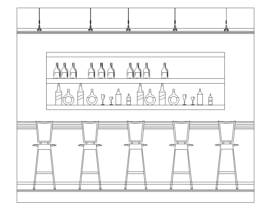 Counter Bar Front Elevation CAD Drawing Download DWG File - Cadbull