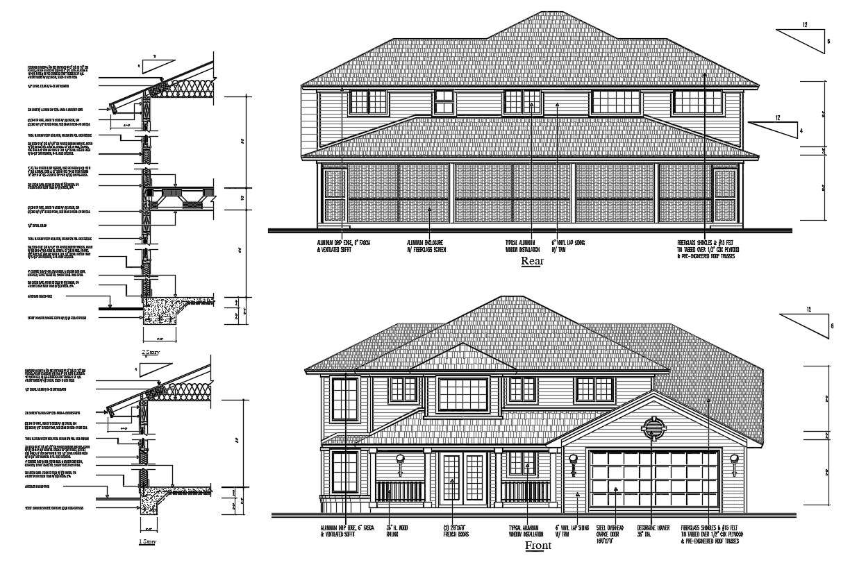 craftsman-house-elevation-design-dwg-file-cadbull