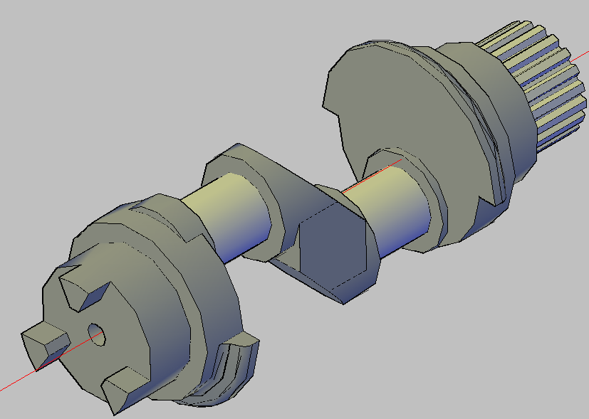 Crank shaft 3d view dwg file Cadbull