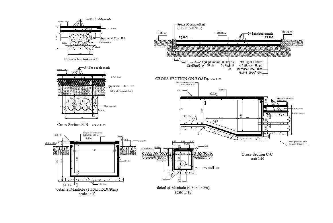 Cross-Section On Road Detail AutoCAD Dwg Files - Cadbull