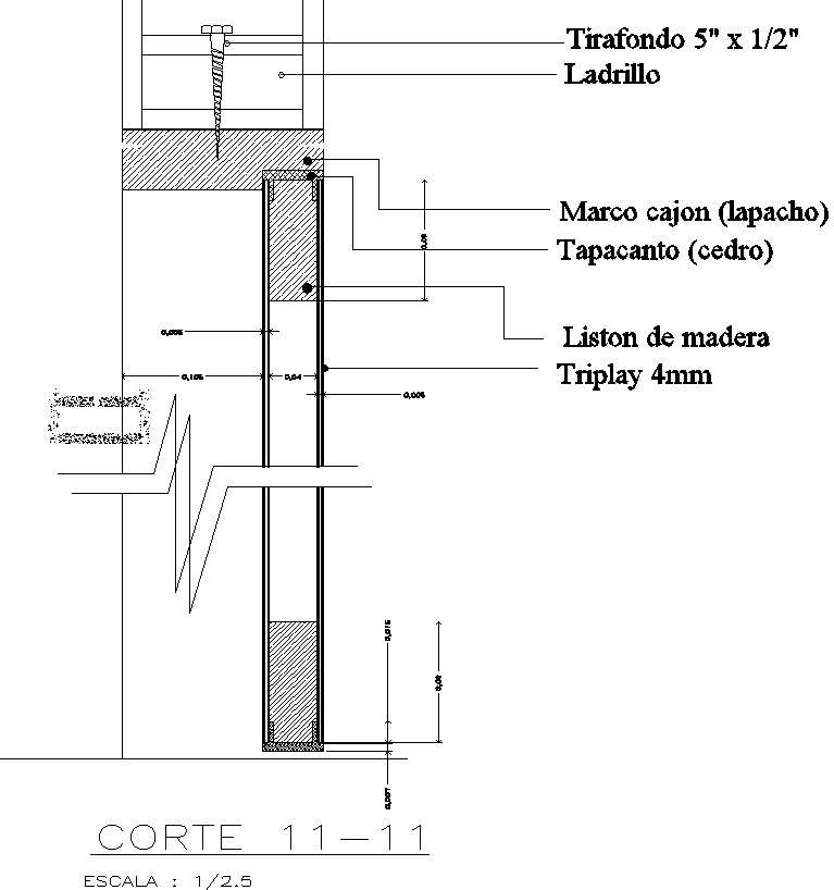 Cross section 11 of structural member in detail AutoCAD drawing, dwg ...