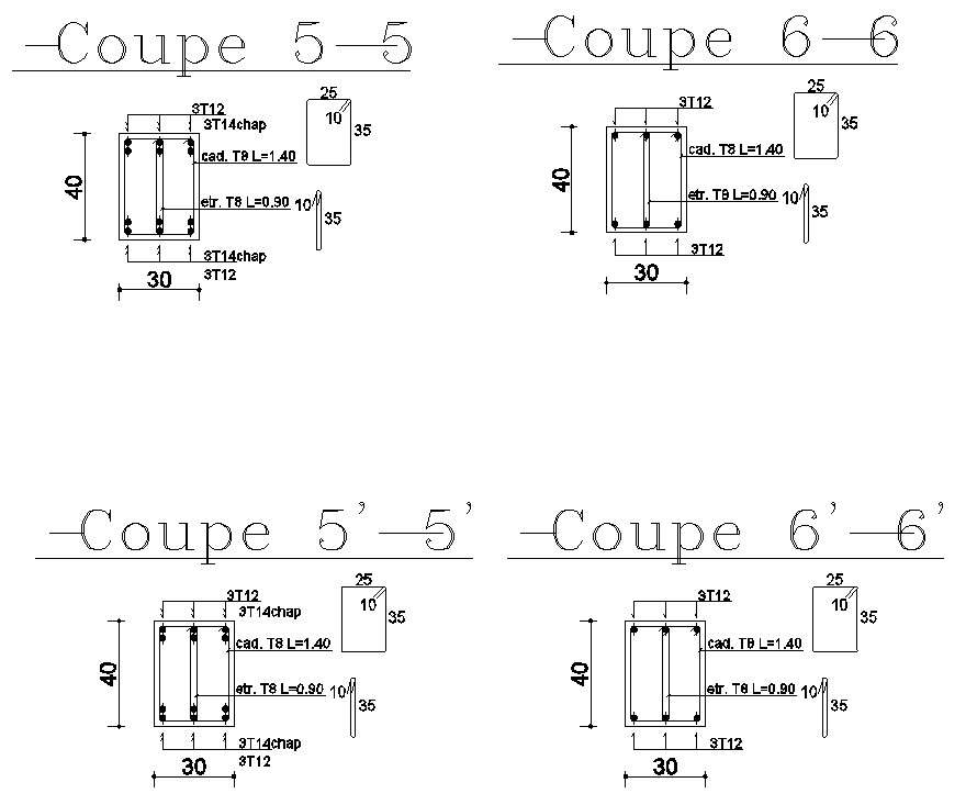 Cross Section 5 And 6 Of Beam Section With Reinforcement Details In ...