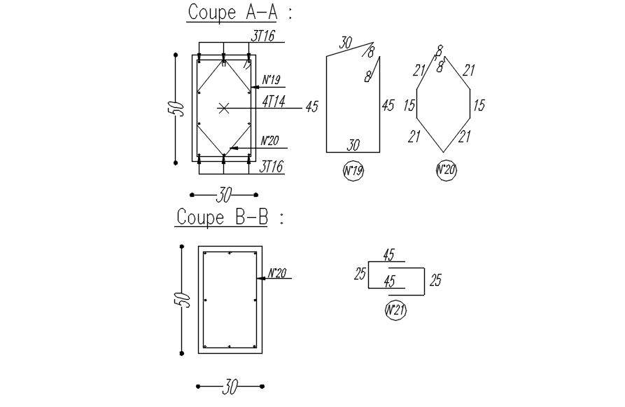 Cross Section A And B Of Beam With Reinforcement Details In Autocad 2d Drawing Cad File Cadbull 6324