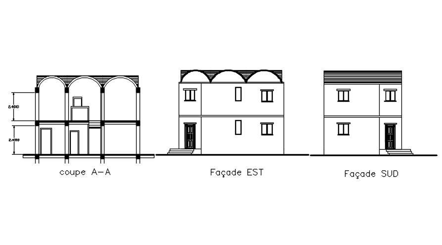 cross-section-and-elevation-of-two-storey-house-in-autocad-drawing-dwg