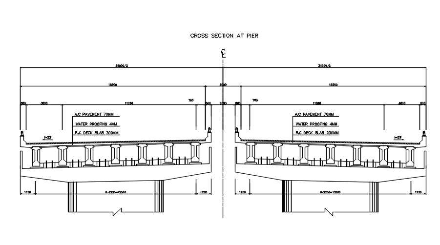 Cross section at pier in AutoCAD, dwg file. - Cadbull