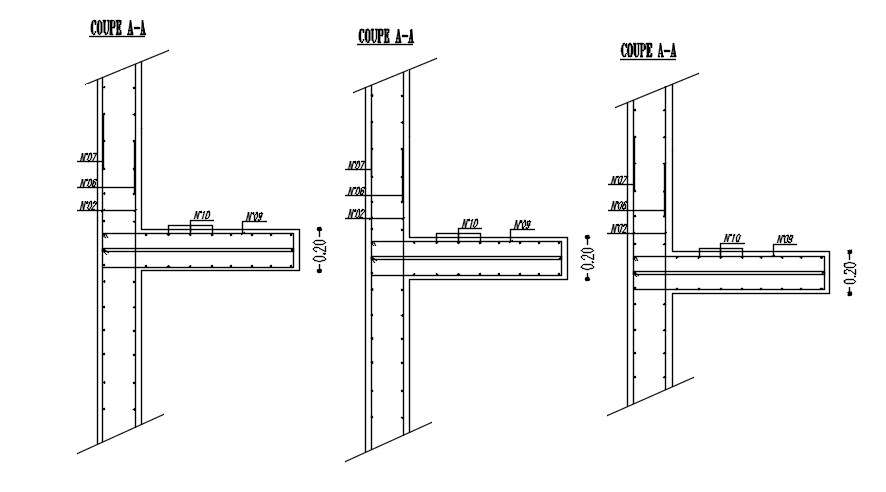 Cross Sections Of Beam Design With Reinforcement Details In Autocad 2d ...