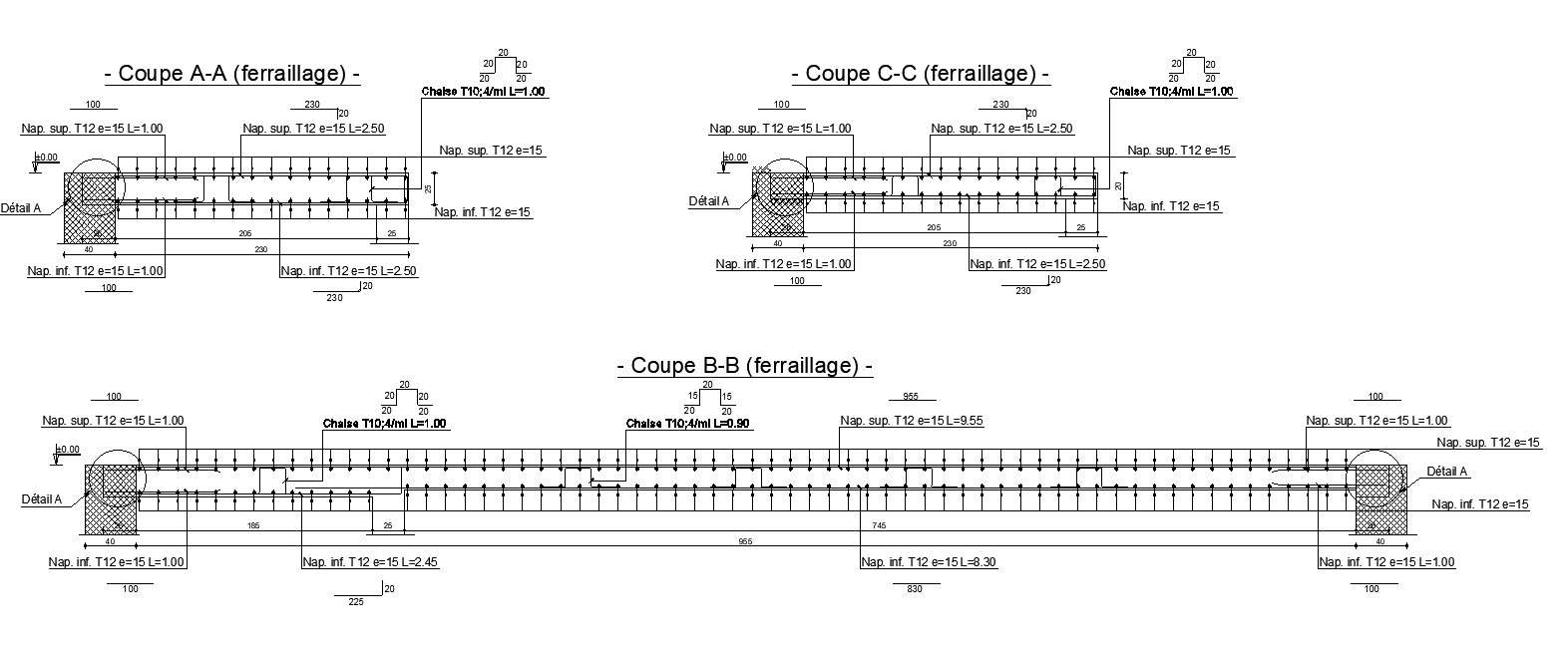 Cross Section Of Beam With Reinforcement Details In AutoCAD 2D Drawing ...