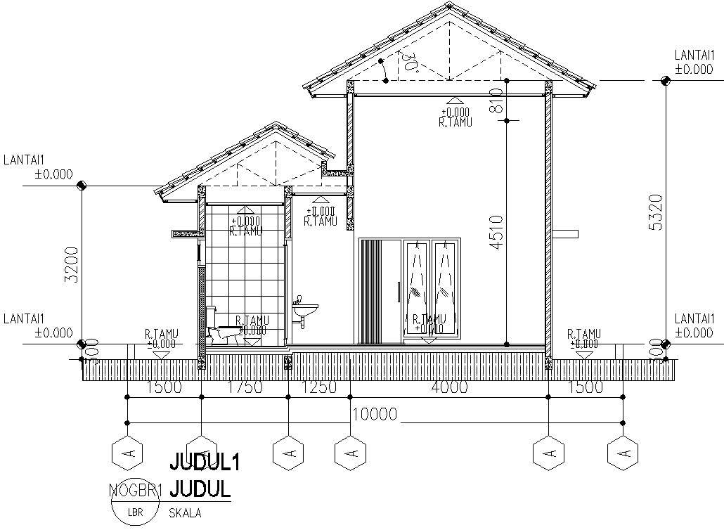 Cross section of front side of the house - Cadbull