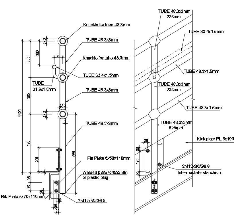 Cross section of handrail with detail AutoCAD 2D drawing, dwg file, CAD ...