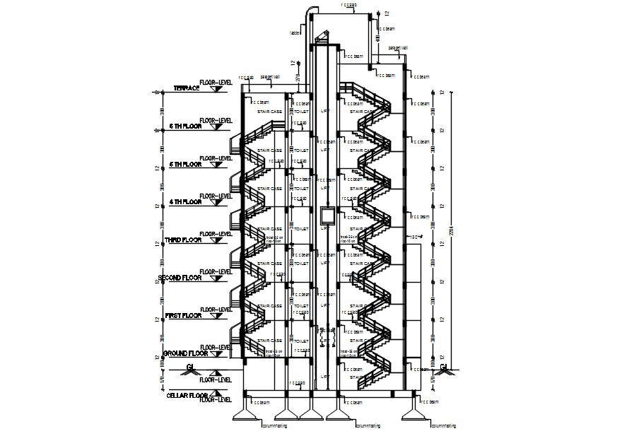 cross-section-of-multistory-building-in-autocad-2d-drawing-dwg-file