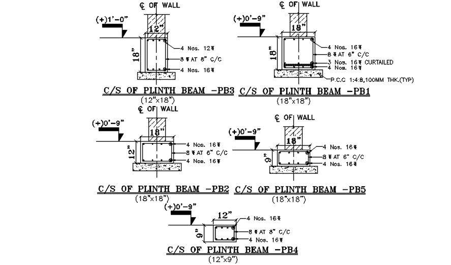 Typical Section Of Rcc Plinth Beam In Autocad Dwg F - almuhja.com