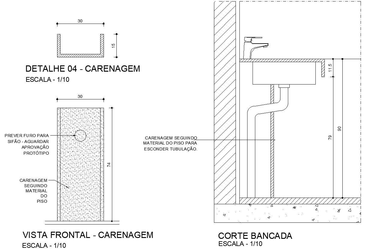 Cross section of the washbasin design is given in AutoCAD 2D drawing ...