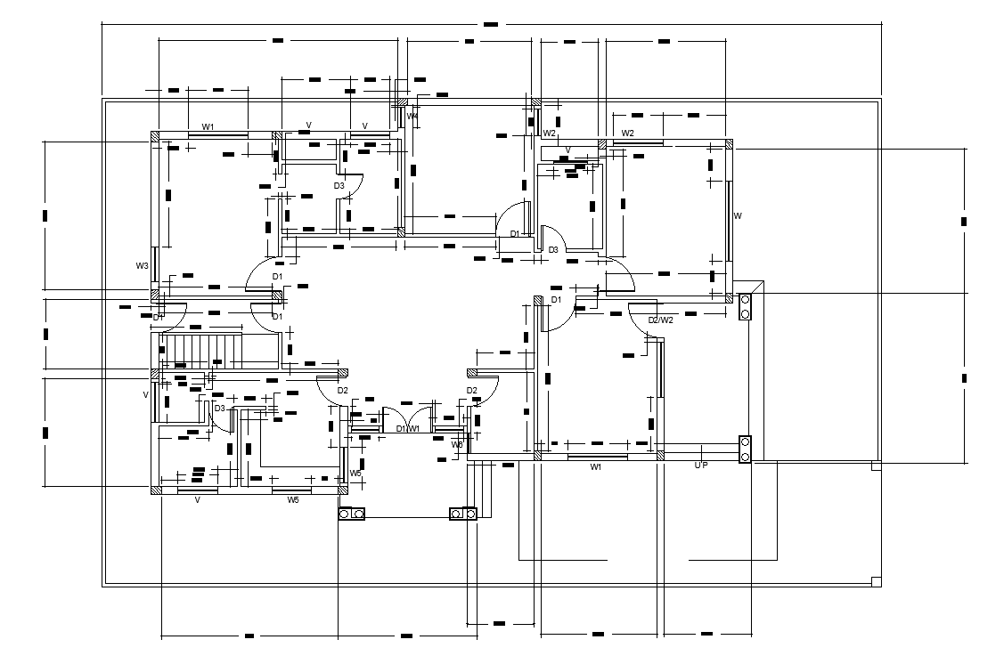 Current Socket Of 12x8m Ground Floor Villa Plan Is Given In This Autocad Drawing Modeldownload