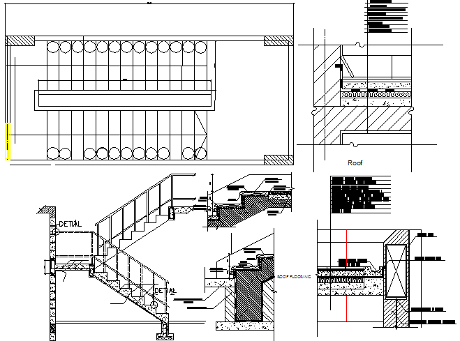 Cut sectional and staircase details of office building dwg file - Cadbull