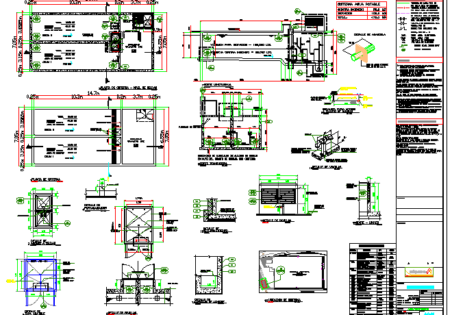 Cut sectional view with doors and window and auto-cad details of mall ...