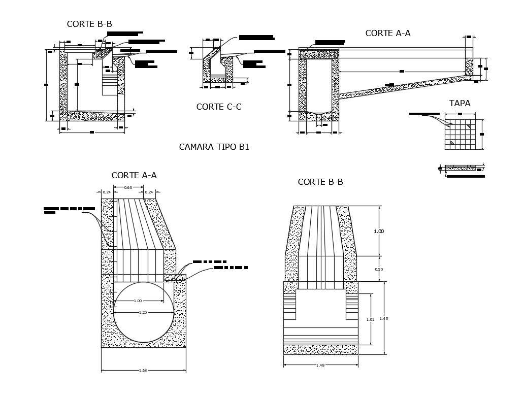 Cut sinks and cameras cad structure details dwg file - Cadbull