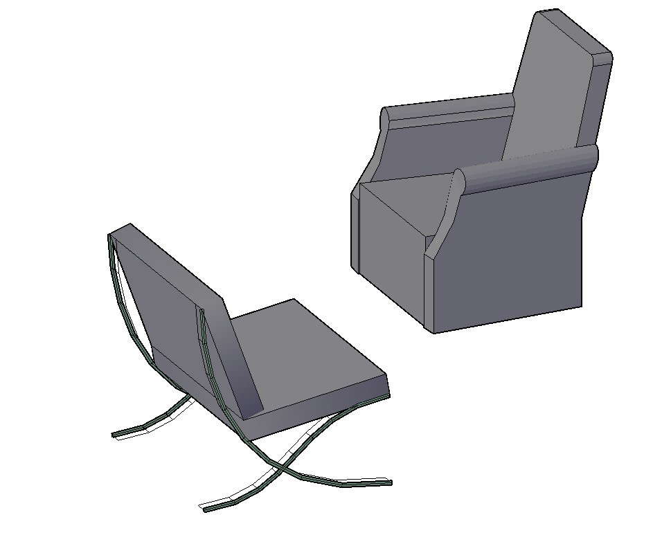 DWG 3D Drawing Two Different Types Of Sofa 3D Model ...